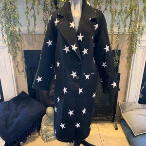 Avec Les Filles black long trench coat with stars M